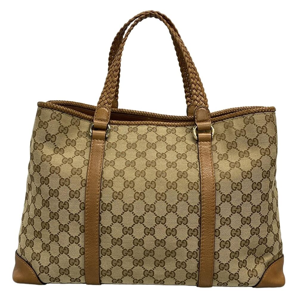 Gucci Marrakech Tote Bag 295326 Dark Brown Beige Light Brown Jacquard Leather - Picture 3 of 15